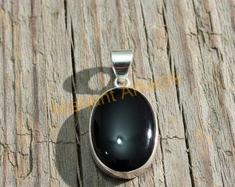 Colgante de ónix negro en plata de ley 925, hecho a mano, joyería de regalo para hombres y mujeres.