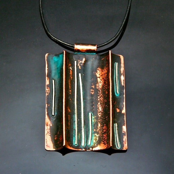 Fold Formed Copper Necklace - Oxidized - Handmade in BC Canada