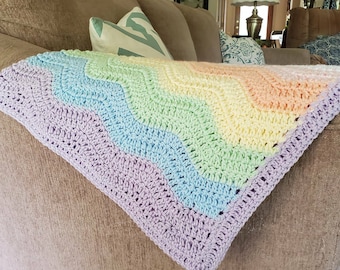 Pastel Rainbow Ripple Baby Blanket