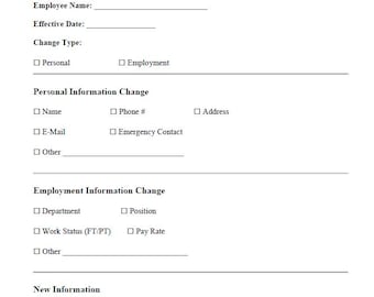 Formulario de cambio de información del empleado