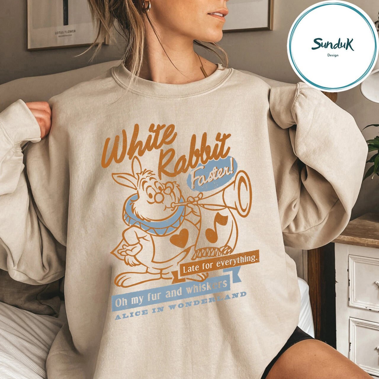 Disney Alice In Wonderland White Rabbit Sweatshirt