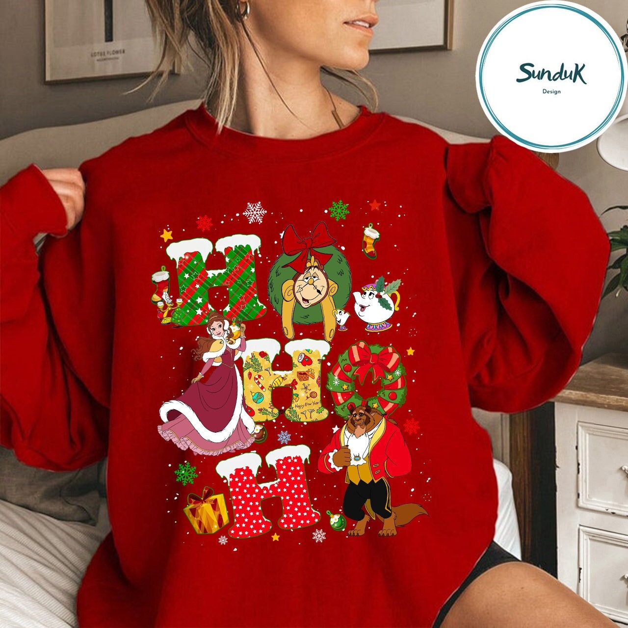 Discover Disney Beauty and The Beast Christmas Vintage Sweatshirt