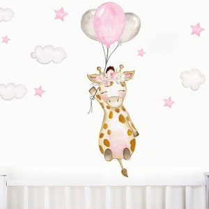 Watercolor giraffe sticker, fabric wall decals, kids baby nursery wall art, safari playroom decor