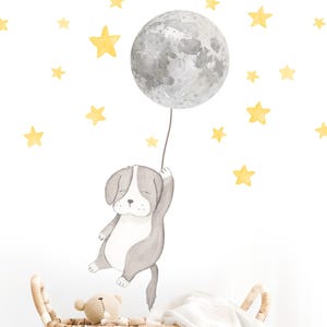 Dog fabric decals: Reusable and removable wall stickers, Moon stars nursery