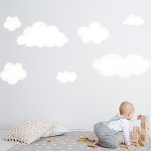 Large cloud decals, fabric wall decals, gender neutral nursery decor, baby art