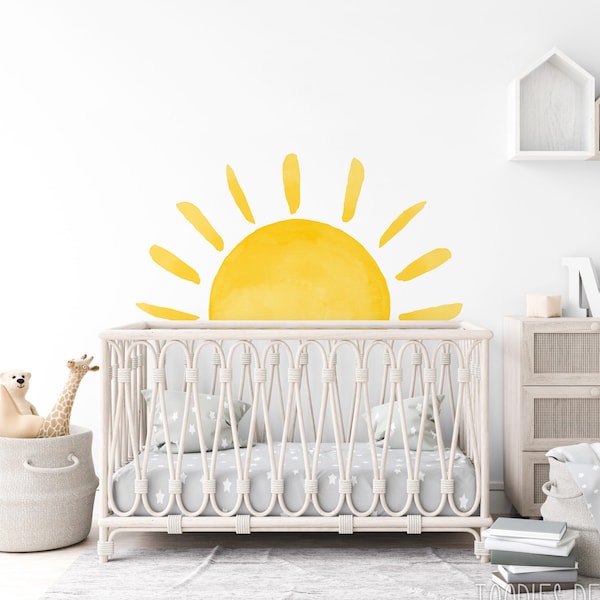 watercolor SUN fabric wall decal | large sun wall sticker | gender neutral nursery decor