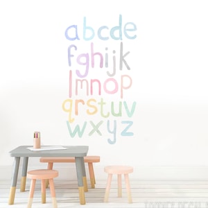 pastel letters decals | alphabet fabric stickers | abc wall decal | girls nursery decor | reusable wall decal