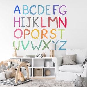 Rainbow letters, fabric wall decals, Number stickers, Kids wall art