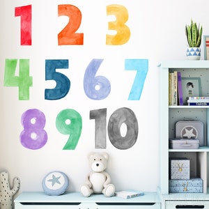 Numbers fabric wall decal, rainbow repostitionable stickers, classroom playroom art, toodles decal studio