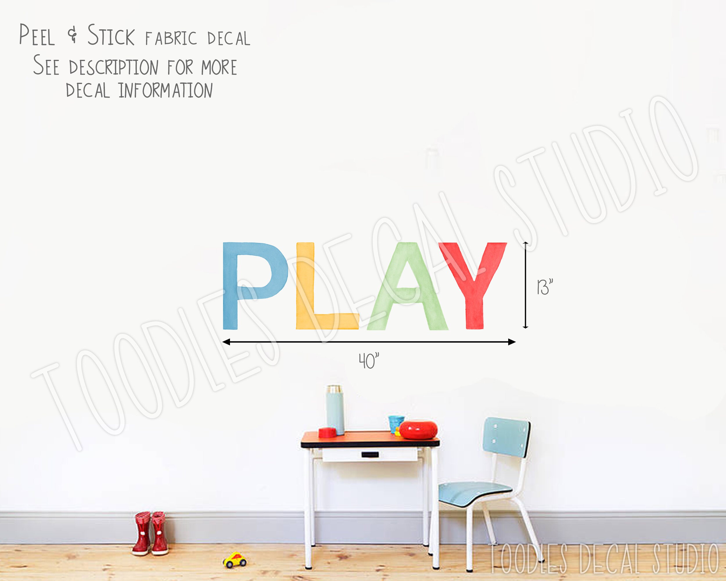 Rainbow PLAY Wall Decal Nursery Decor Playroom Fabric Wall - Etsy