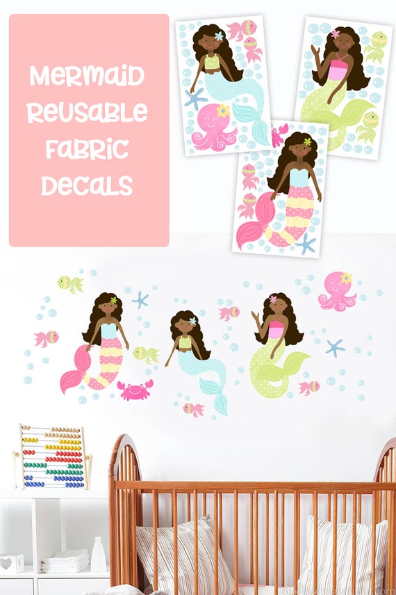 African American Mermaid wall decals / black mermaids for baby Etsy