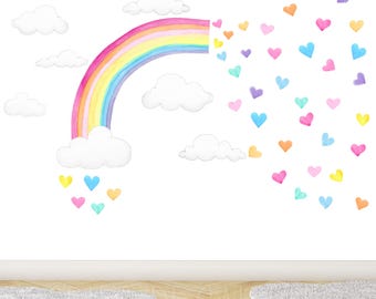 Watercolor Rainbow Fabric Wall Decal: Reusable Nursery Stickers