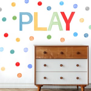 Play wall decal, Rainbow playroom art, reusable and removable stickers, kids wall art