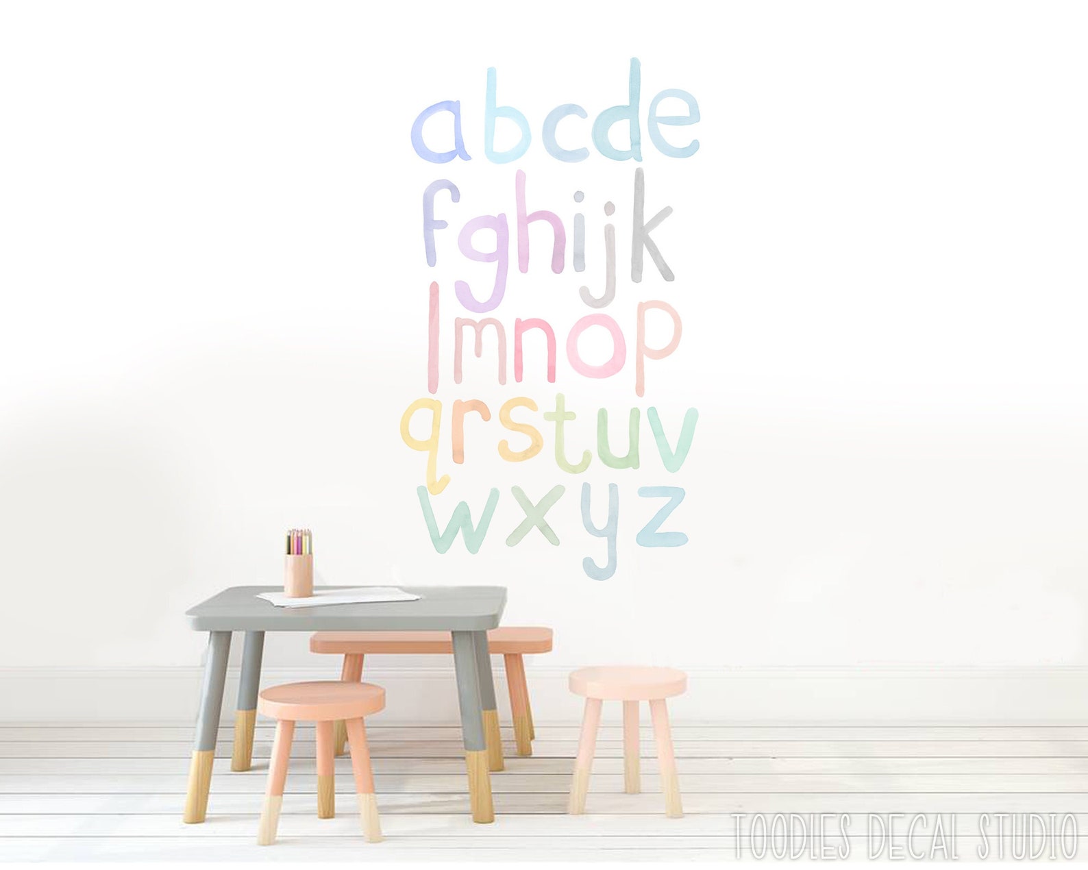 Pastel Letters Decals Alphabet Fabric Stickers Soft Colors Etsy