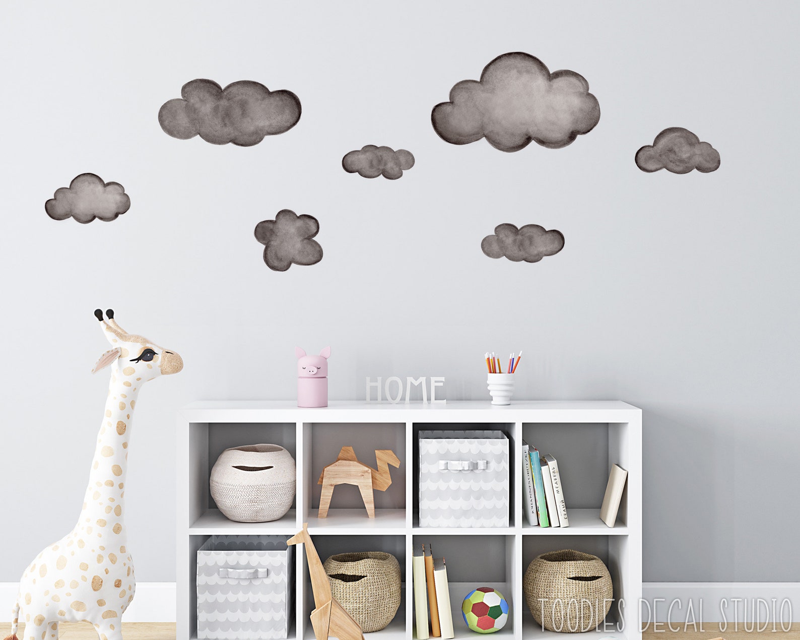 Fabric Wall Decal Black CLOUD Decal Nursery Fabric Etsy