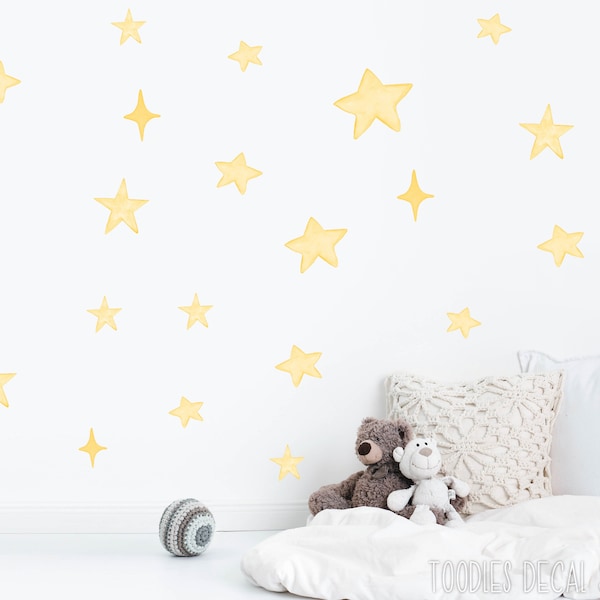 STARS fabric decal nursery art | watercolor star wall stickers | nursery wall decals | gender neutral decals | toodlesdecalstudio