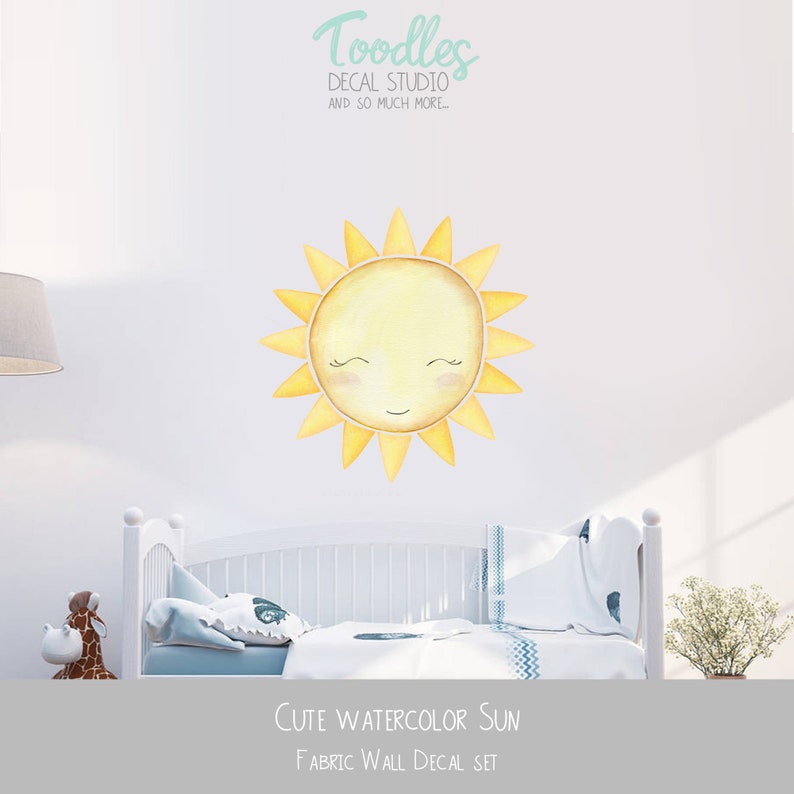 Watercolor Sun Wall Decal Nursery Sun Fabric Stickers Etsy