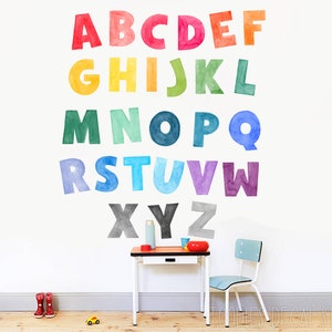 Uppercase letters, lowercase alphabet, Rainbow number stickers fabric wall decal