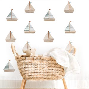 Sailboat Fabric Wall Decals: Nautical Nursery Decor, Removable & Reusable