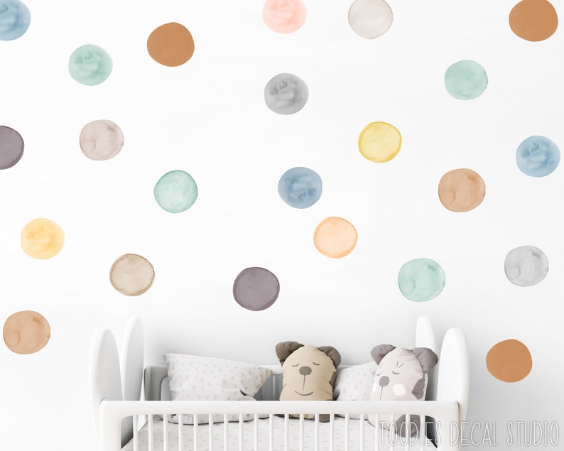 Watercolor Dots Wall Decal Nursery Woodland Confetti Wall Etsy