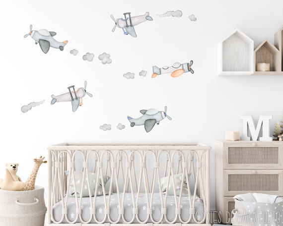 Airplane Fabric Wall Decals: Peel & Stick Nursery Decor