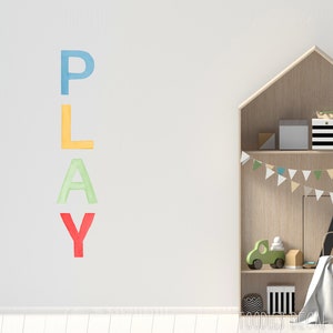 rainbow PLAY wall decal nursery decor playroom fabric wall sticker primary color playroom decor watercolor decals toodlesdecalstudio image 3