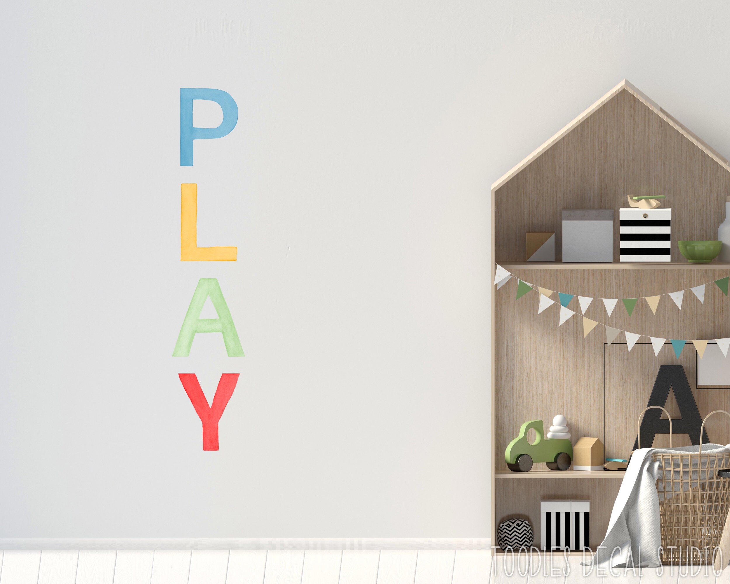 Rainbow PLAY Wall Decal Nursery Decor Playroom Fabric Wall - Etsy