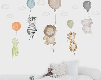 Safari Animals Fabric Decals: Removable Animal Stickers, Textured Wall Nursery Art