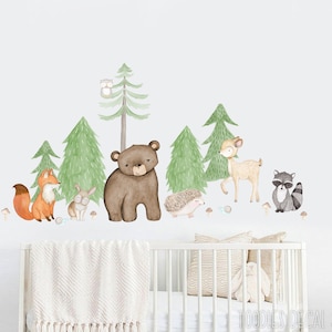 Woodland Fabric Wall Decals: Forest Animals, Reusable Nursery Decor