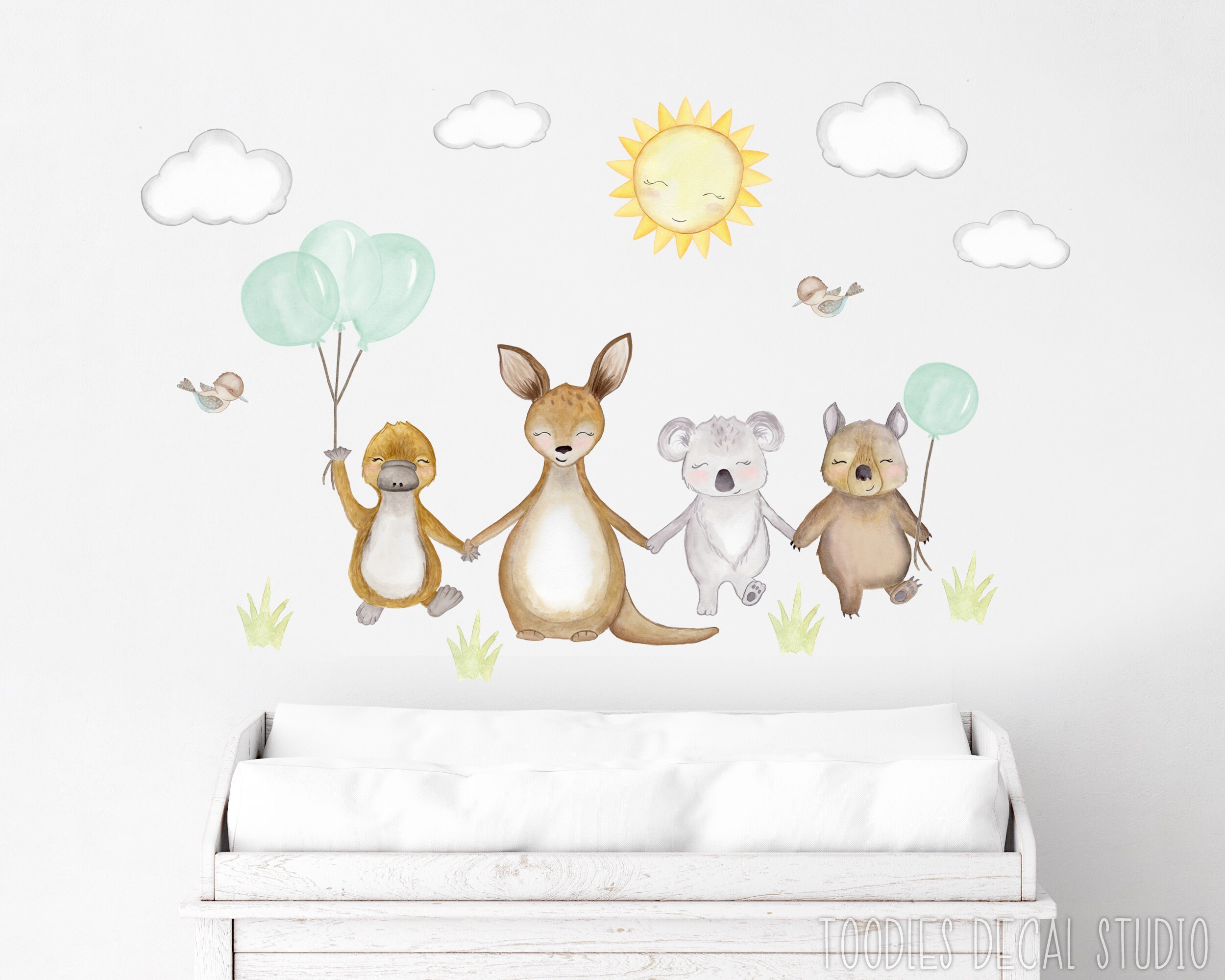 Cute AUSTRALIAN animal decals watercolor children's Etsy