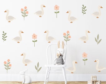 Goose fabric wall decals | Removable Reusable Stickers, PVC Free Stickers, gender neutral Nursery Decor, Geese Baby Shower Gift