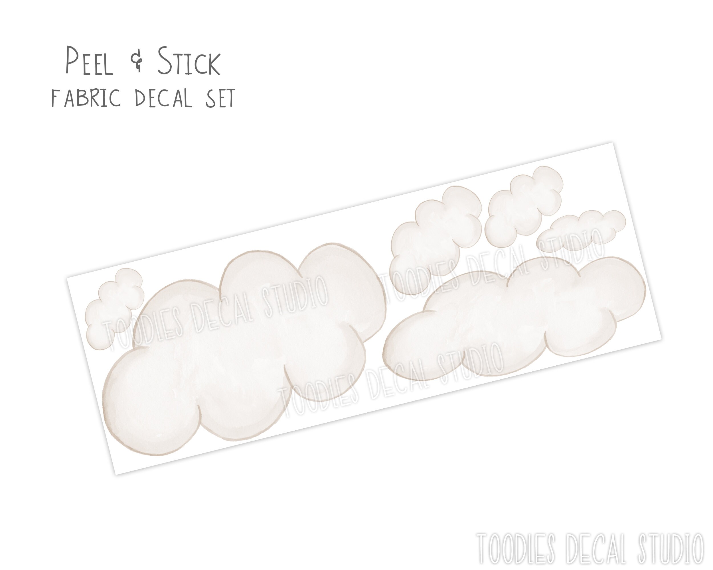 Watercolor Cloud Wall Decal Nursery Decor Cloud Fabric Etsy