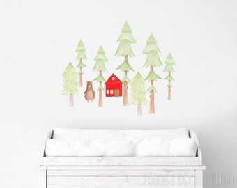 Tree wall decal | Evergreen Tree Stickers, Fabric Wall Decals, Toodles Decal Studio