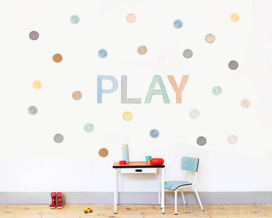 PLAY Wall Decal Boys Nursery Art Playroom Wall Stickers Neutral Words