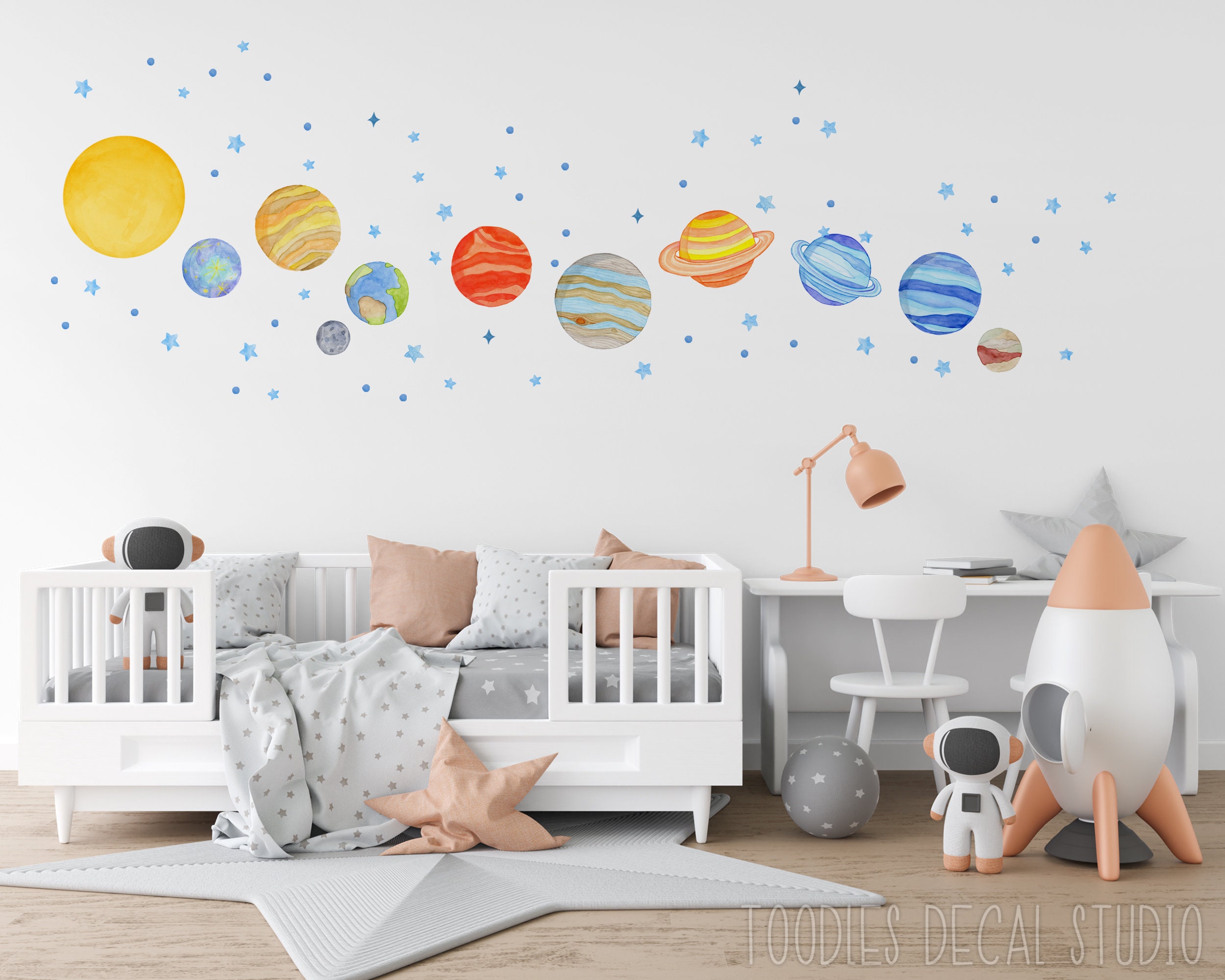 Solar System Fabric Wall Decals: Planets & Stars Nursery Decor