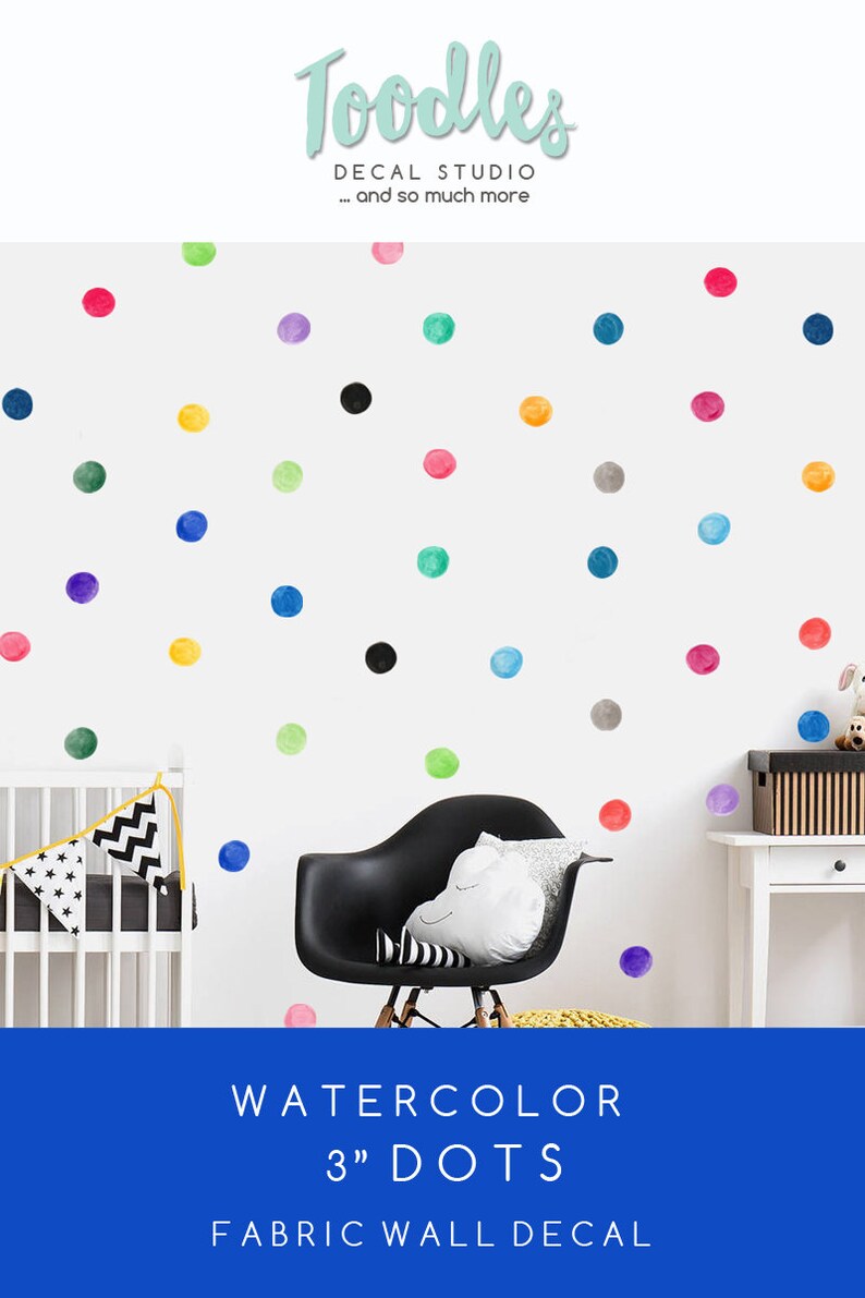 Watercolor Dots Fabric Wall Decal Rainbow Confetti Decals Etsy
