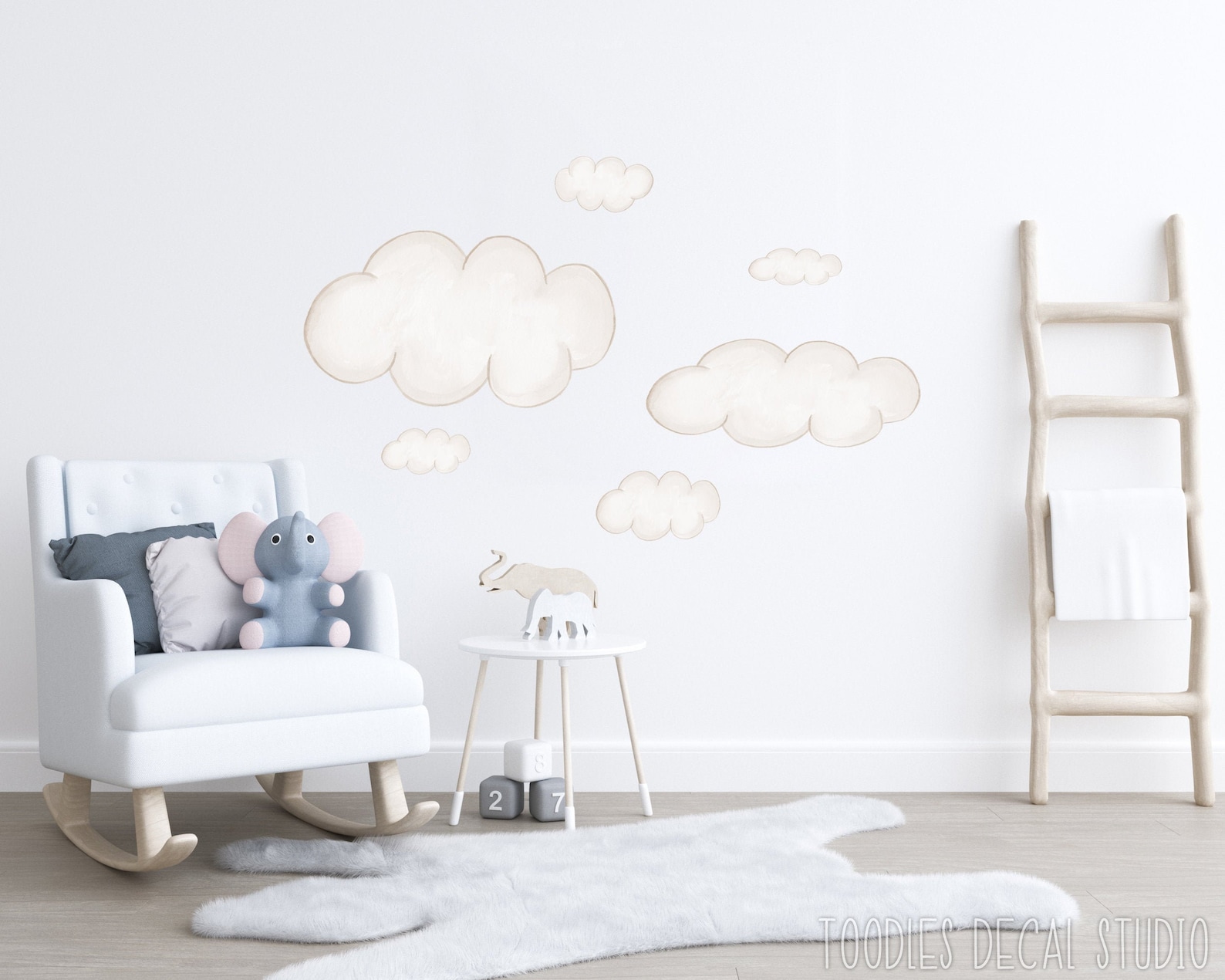 Watercolor Cloud Wall Decal Nursery Decor Cloud Fabric Etsy