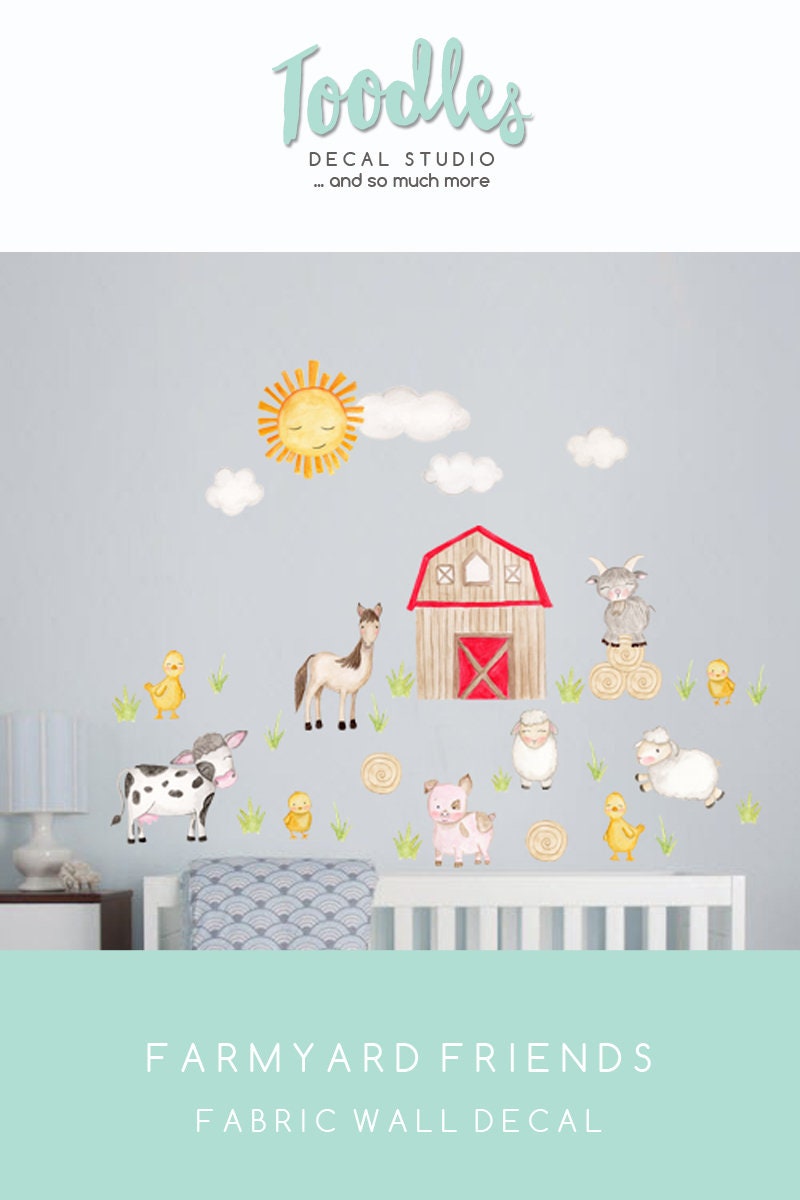 FARMYARD fabric wall decals watercolor nursery stickers Etsy
