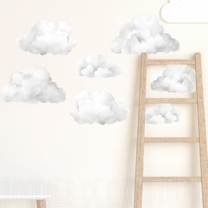 Watercolor Cloud Fabric Wall Decals, Peel and Stick Nursery Decor
