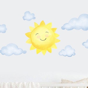 Happy Sun Fabric Wall Decal: Watercolor Nursery Decor
