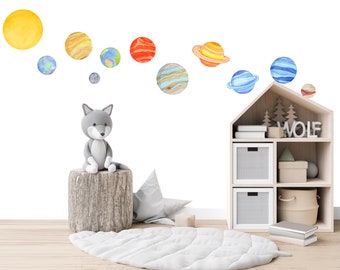 Planets | Space fabric wall decals, repositionable stickers, boys baby shower gift