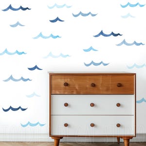 Watercolor Wave Fabric Wall Decals: Removable Ocean Wall Art