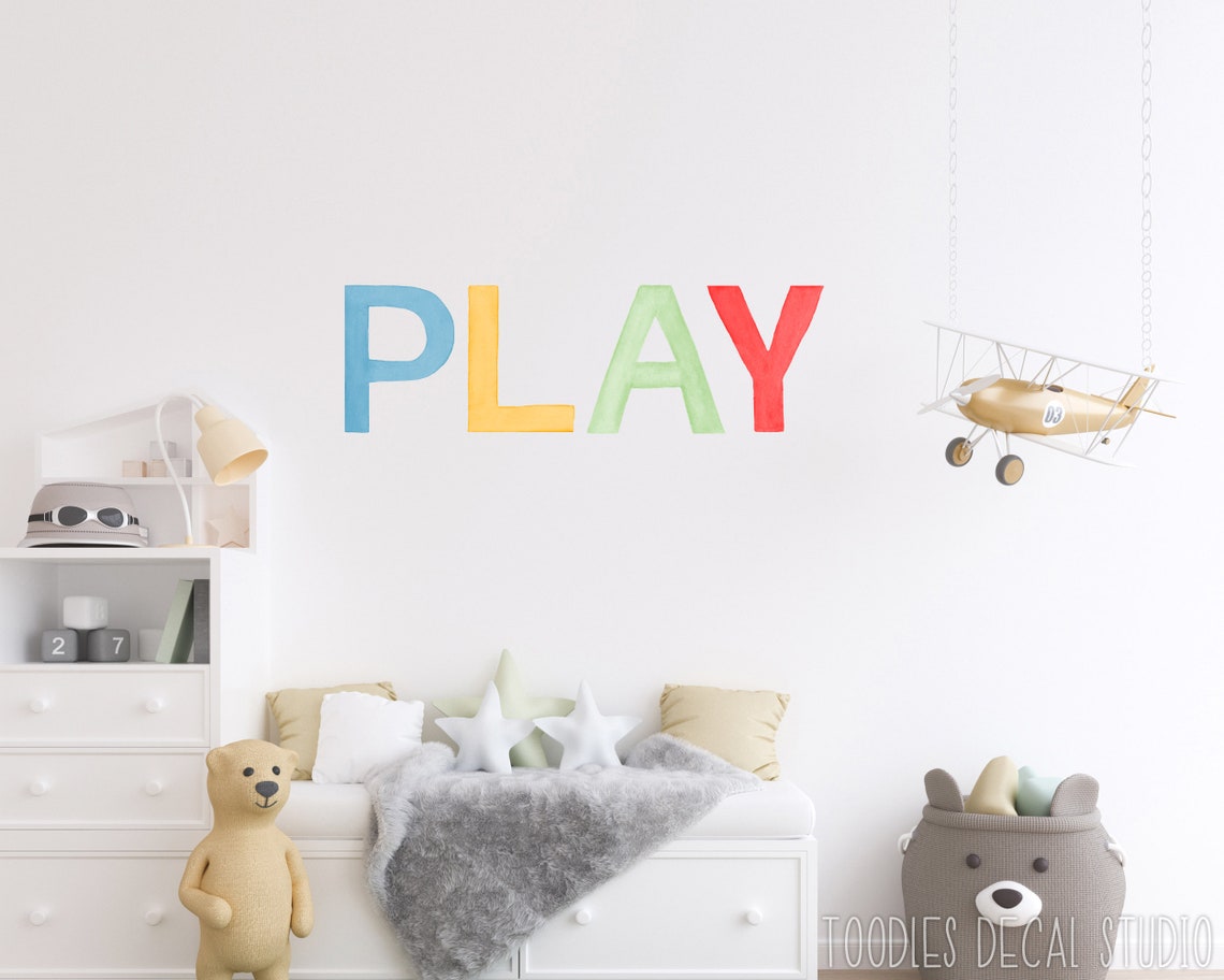 Rainbow PLAY Wall Decal Nursery Decor Playroom Fabric Wall - Etsy