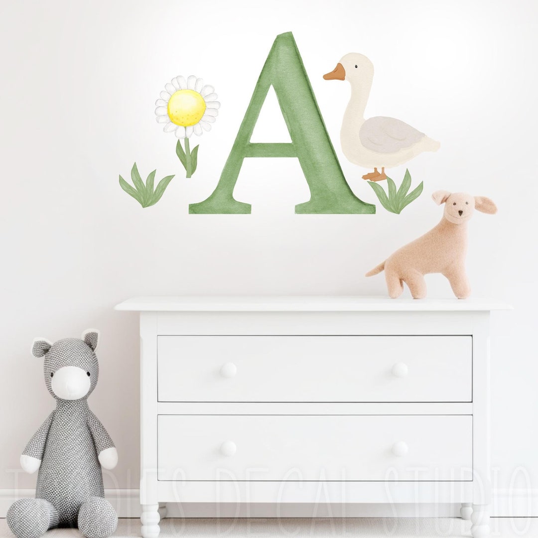 Personalized Goose Wall Decal, Initial Fabric Wall Stickers, Removable ...