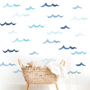Watercolor Wave Fabric Wall Decals: Removable Ocean Wall Art