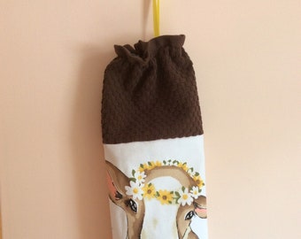 Kunststoff Einkaufsbeutelhalter - Einkaufsbeutelspender - Bauernhof - Kuh - Rind - Küchenbeutelhalter - Eine Tasche für Ihre Taschen