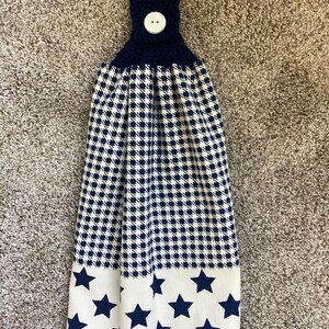 Gehaakte handdoek - sterren - patriottisch - VS - Amerikaans - koelkasthanddoek - hangende keukenhanddoek - dubbel en omkeerbaar