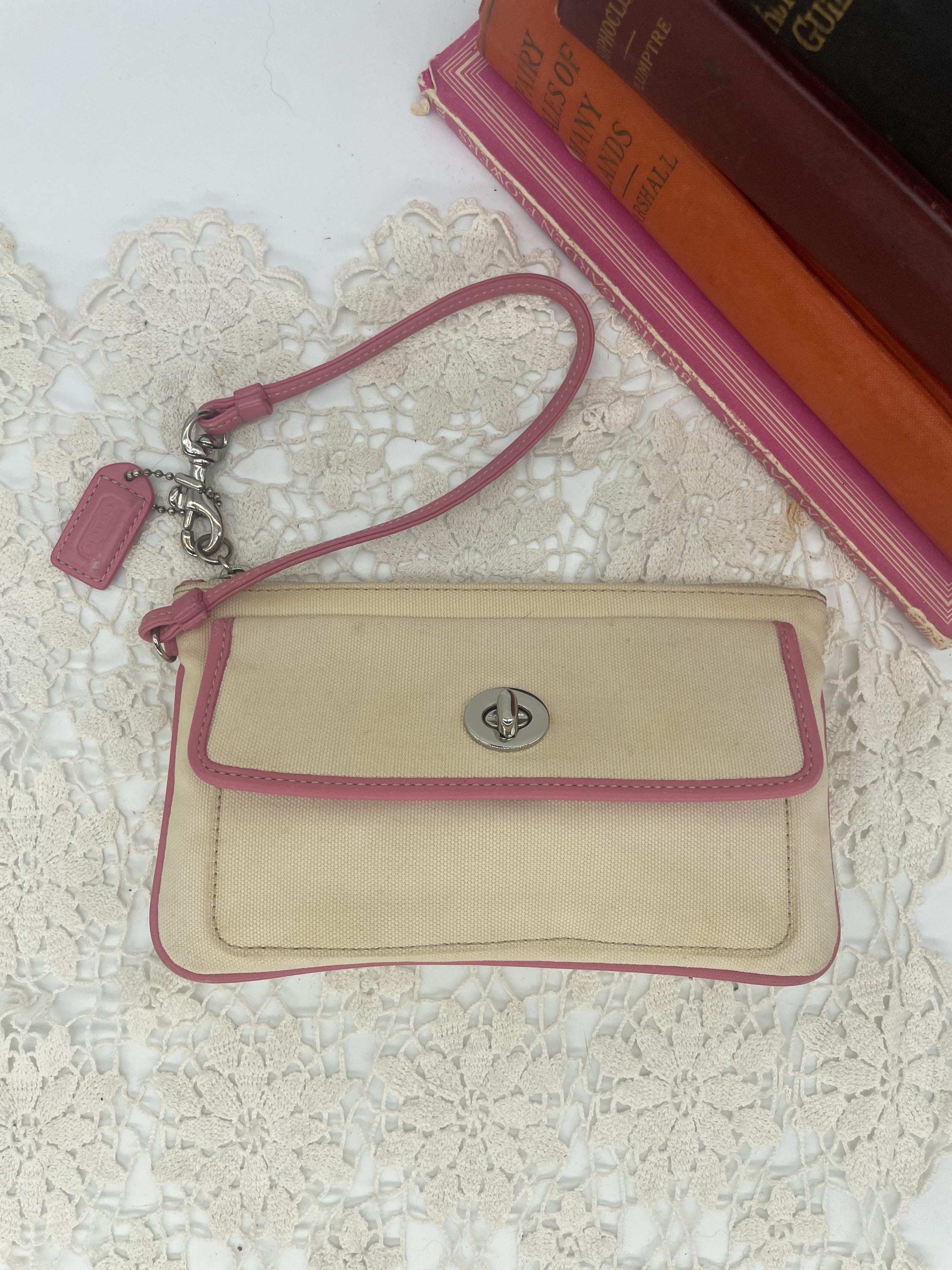 Vintage Coach Pink and White Canvas Wristlet - Etsy Canada