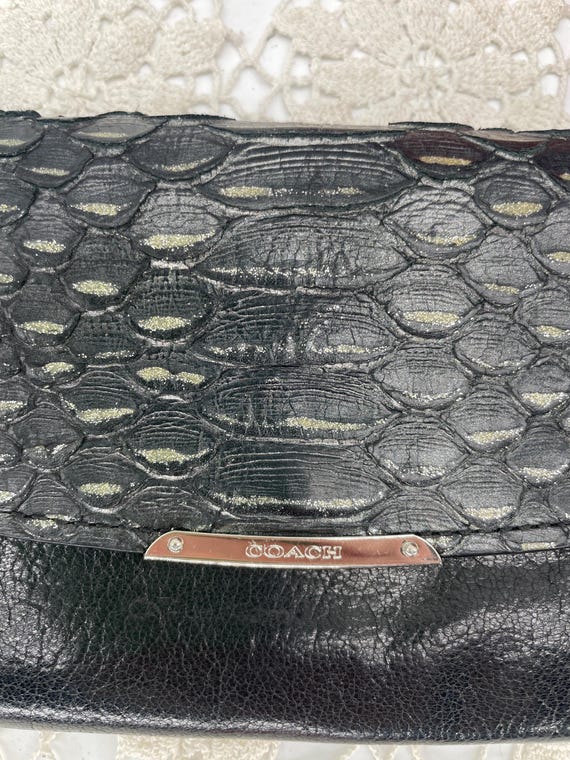 Vintage Coach Black Madison Glitter Python Envelo… - image 8