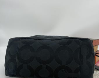 Vintage Coach Black Jacquard Parker Op-art Shoulder Zip - Style